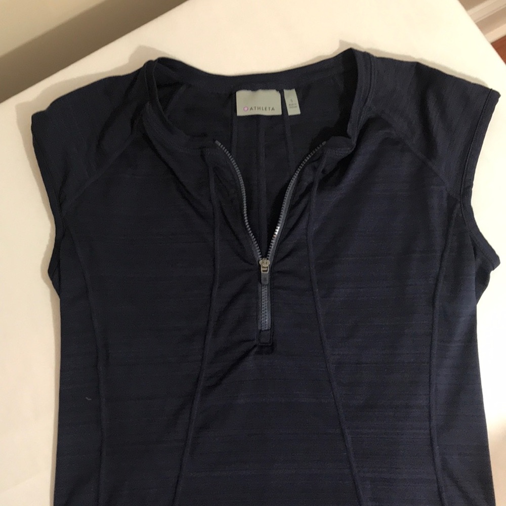 Athleta navy blue partial zip pullover top S